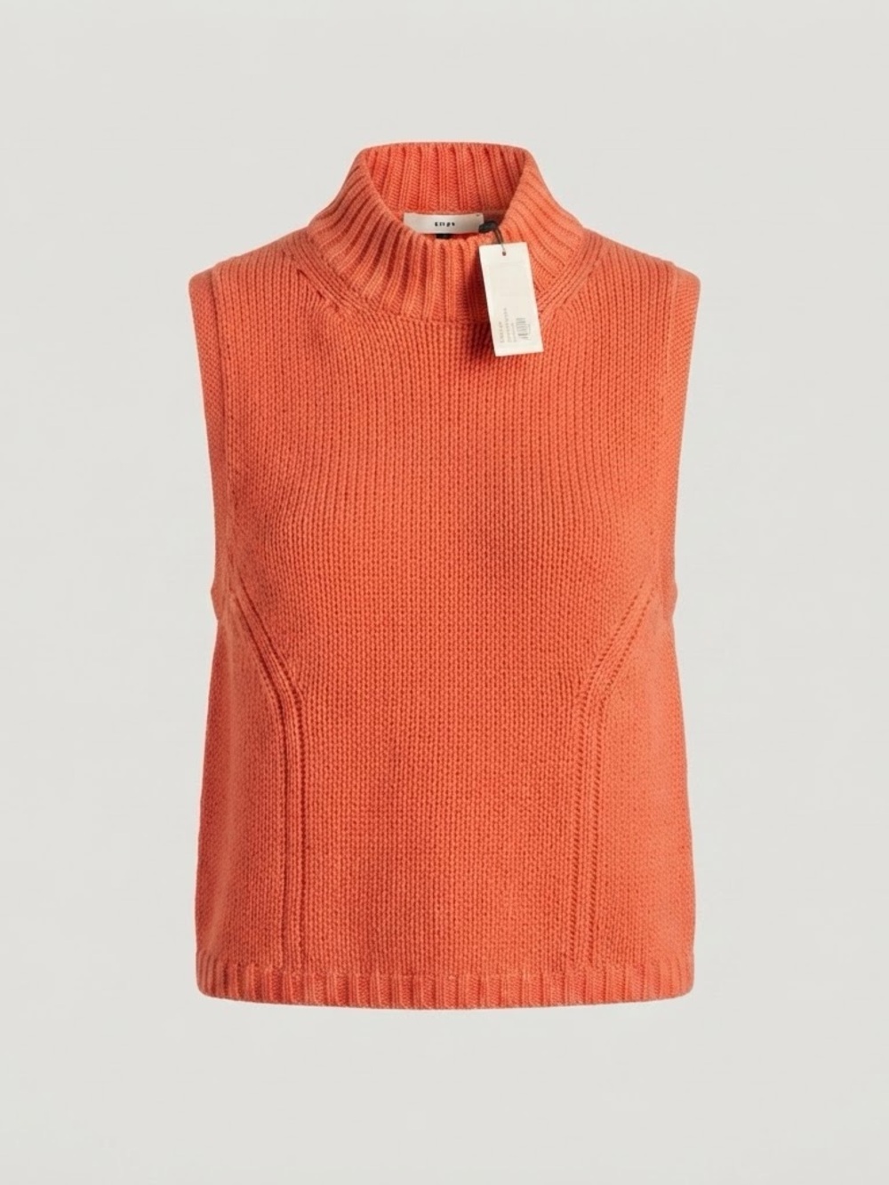 SHU SHU Women’s Medium Orange Mock Neck Sleeveless Knit Sweater Vest NWT
